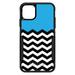 DistinctInk Case for iPhone 15 (6.1 Screen) - OtterBox Commuter Custom Black Case - Black White Cyan Blue Chevron - Black & White Chevron Stripes Pattern