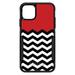 DistinctInk Case for iPhone 15 PRO (6.1 Screen) - OtterBox Commuter Custom Black Case - Black White Red Chevron - Black & White Chevron Stripes Pattern