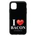 DistinctInk Case for iPhone 15 (6.1 Screen) - OtterBox Symmetry Custom Black Case - Black White Red I Heart Bacon - Show Your Love of Bacon