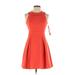 RACHEL Rachel Roy Casual Dress - Mini Crew Neck Sleeveless: Orange Print Dresses - Women's Size 2