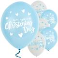 Qualatex Decorations On Your Christening Day Blue & White 11" Latex Balloons