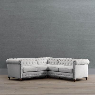Logan Chesterfield 3-pc. Loveseat Sectional - Moss Crypton Lush Performance - Frontgate
