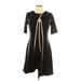 Gabby Skye Casual Dress - A-Line Plunge Short sleeves: Black Solid Dresses - Women's Size 12