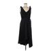 French Connection Casual Dress - Party V Neck Sleeveless: Black Print Dresses - Women's Size 6