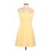 Nicole Miller New York City Casual Dress - Mini Scoop Neck Sleeveless: Yellow Print Dresses - Women's Size 10