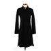 Ann Taylor Casual Dress - Shirtdress Collared Long Sleeve: Black Dresses - Women's Size Small