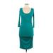 Venus Casual Dress - Bodycon Scoop Neck 3/4 sleeves: Teal Print Dresses - Women's Size Medium