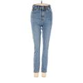 Abercrombie & Fitch Jeggings - Mid/Reg Rise Skinny Leg Boyfriend: Blue Bottoms - Women's Size 23 - Medium Wash