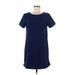 Lulus Casual Dress - Shift Crew Neck Short sleeves: Blue Solid Dresses - Women's Size Medium