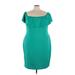 Bold Elements Casual Dress - Mini: Green Solid Dresses - Women's Size 3X