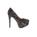 Just Fab Heels: Pumps Platform Feminine Gray Shoes - Women's Size 7 1/2 - Almond Toe