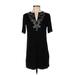 Zara Casual Dress - Mini V Neck Short sleeves: Black Print Dresses - Women's Size X-Small