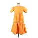 Peter Som Collective Casual Dress - A-Line Crew Neck Short sleeves: Orange Print Dresses - Women's Size 6