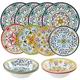 ZAROCRUS 12 pcs Talavera Melamine Dinnerware Set, Service for 4 Melamine Plates and Bowls Set, Unbreakable Dishes Dinnerware Set, Great for RVs, Camping, BPA Free and Dishwasher Safe