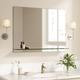 Heilmetz Large Wall Mirror 80x60cm, Bathroom Mirror with Shelf Wall Mounted, Frameless Wall Mirror with Shelf, Vanity Mirror Make up, Hanging Mirror for Bathroom Hallway