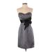 Alfred Angelo Cocktail Dress - Mini Sweetheart Sleeveless: Gray Solid Dresses - Women's Size 24