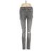 Zara Jeggings - Mid/Reg Rise Skinny Leg Boyfriend: Gray Bottoms - Women's Size 4 - Distressed Wash