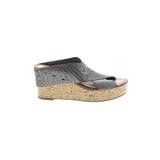 Madeline Wedges: Slip-on Platform Boho Chic Gray Print Shoes - Women's Size 7 1/2 - Peep Toe