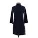 Club Monaco Casual Dress - Shift Turtleneck 3/4 sleeves: Blue Print Dresses - Women's Size X-Small