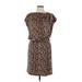 Vince Camuto Casual Dress - Mini High Neck Short sleeves: Brown Leopard Print Dresses - Women's Size 10