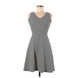 Talbots Casual Dress - A-Line V-Neck Sleeveless: Gray Chevron Dresses - Women's Size P Petite