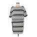 Trafaluc by Zara Casual Dress - Shift Square Short sleeves: White Stripes Dresses - Women's Size Medium