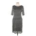 Connected Apparel Casual Dress - Sheath Scoop Neck Short sleeves: Black Chevron/Herringbone Dresses - Women's Size 10