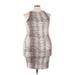 Bar III Casual Dress - Bodycon High Neck Sleeveless: Silver Snake Print Dresses - New - Women's Size 2X