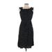 Who What Wear Casual Dress - A-Line Square Sleeveless: Black Polka Dots Dresses - Women's Size Large