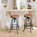 Williston Forge Jazavier Swivel Solid Wood Adjustable Height Short Counter Stool Wood/Metal in Black | 14.2 W x 14.2 D in | Wayfair