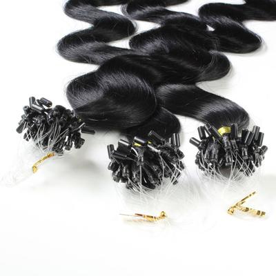 hair2heart - Microring Extensions Echthaar #2/0 Schwarz 1g Haarextensions 25 ct Schwarz Damen (27.09 € / 1 ct) Image