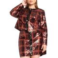 Plus Size Women's Plaid Sequin Crop Jacket by ELOQUII in Plaid Behavior (Size 16)