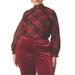 Plus Size Women's Raglan Sleeve Plaid Mock Neck Blouse by ELOQUII in True Tartan (Size 16)