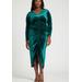Plus Size Women's V Neck Pleated Front Dress by ELOQUII in Emerald (Size 14)