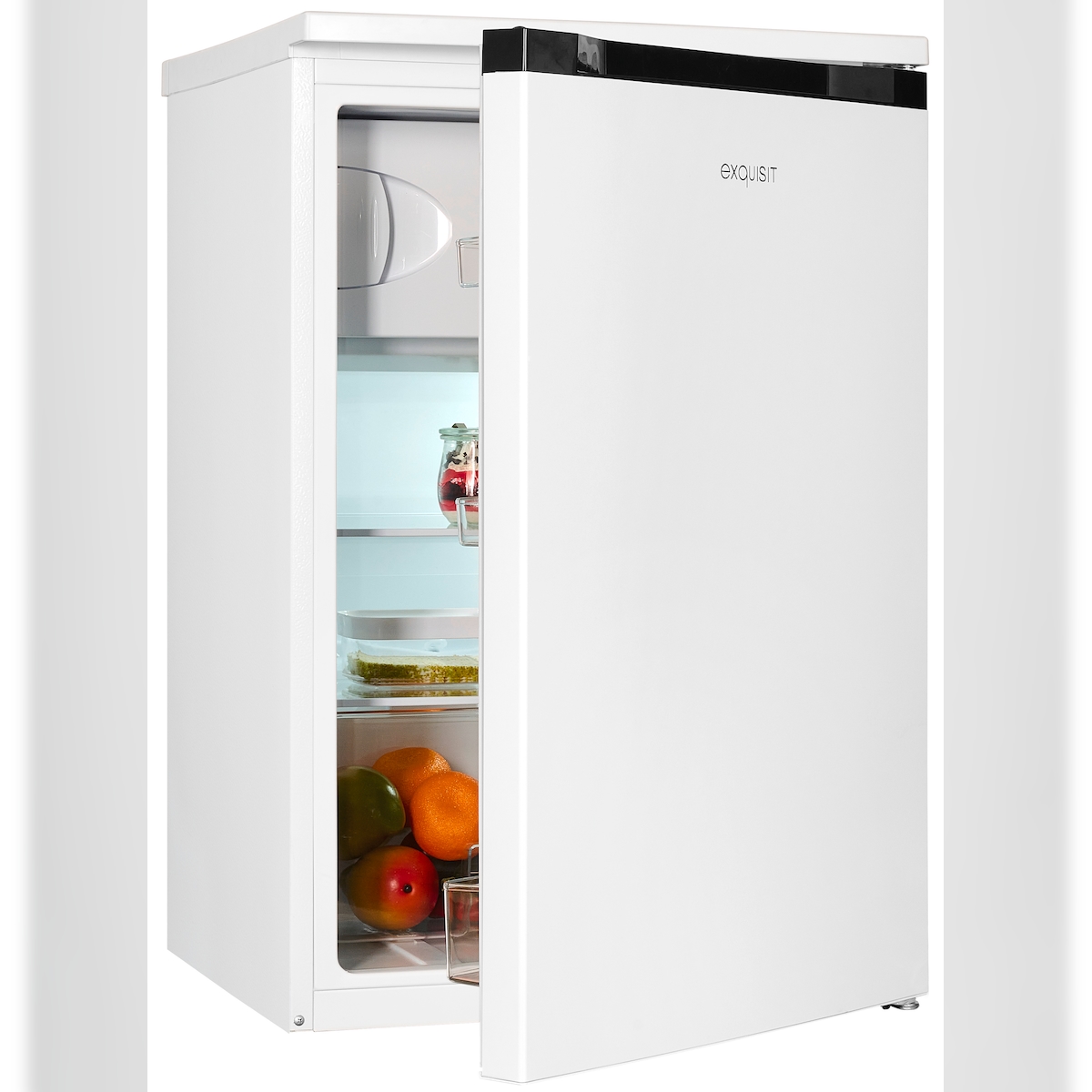 Exquisit Kühlschrank KS16-4-051C weiss | 107 L Volumen | Kühlschrank mit Gefrierfach | 4* Gefrieren | LED-Licht | Türanschlag wechselbar Image