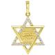 Solid 14K Yellow Gold Hebrew Shema Yisrael CZ Star of David Pendant