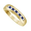RS JEWELS .925 Sterling Silver 18K Yellow Gold Plated 6MM Channal Set 0.50ct Princess cut Blue Sapphire & Simulated Diamond Bridal Anniversary Wedding Band Ring Men's Jewelry