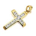 F.Hinds 9ct Gold Cubic Zirconia Cross 21mm Pendant Necklace Jewelry Women Gift