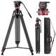 NEEWER 78" Pro Video Tripod Carbon Fiber with Fluid Head Adjustable 360° Pan & 145° Tilt Damping, DSLR Camera Tripod Heavy Duty QR Plate Compatible with DJI Gimbals Manfrotto, Max Load 22lb, TP76