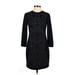 Nicole Miller Artelier Casual Dress - Sheath Crew Neck 3/4 sleeves: Black Solid Dresses - Women's Size Small