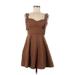 Shein Casual Dress - Mini Sweetheart Sleeveless: Brown Print Dresses - Women's Size 8