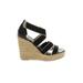 Steve Madden Wedges: Slip-on Platform Summer Black Print Shoes - Women's Size 8 1/2 - Open Toe