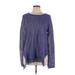 Simply Vera Vera Wang Pullover Sweater: Blue Color Block Tops - Women's Size Large