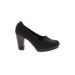 Taryn by Taryn Rose Heels: Slip-on Chunky Heel Minimalist Brown Solid Shoes - Women's Size 7 1/2 - Round Toe