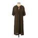 Madewell Casual Dress - Shift Plunge Short sleeves: Brown Solid Dresses - Women's Size Small