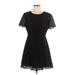 J.Crew Factory Store Casual Dress - A-Line Crew Neck Short sleeves: Black Print Dresses - Women's Size 10 Petite
