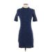 Topshop Casual Dress - Mini: Blue Jacquard Dresses - Women's Size 6