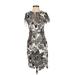 Alexia Admor Casual Dress - Party High Neck Short sleeves: Brown Floral Dresses - Women's Size X-Small