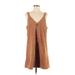 Shein Casual Dress - Mini Plunge Sleeveless: Brown Solid Dresses - Women's Size 6