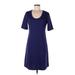 Lennie For Nina Leonard Casual Dress - A-Line Scoop Neck Short sleeves: Blue Print Dresses - Women's Size Medium